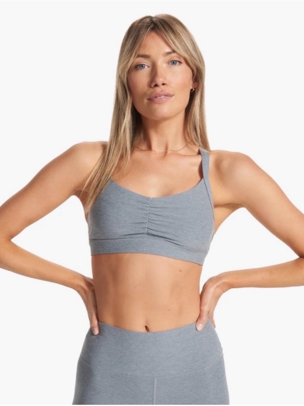 Vuori Elevation Scrunch Sports Bra in Heron Blue
